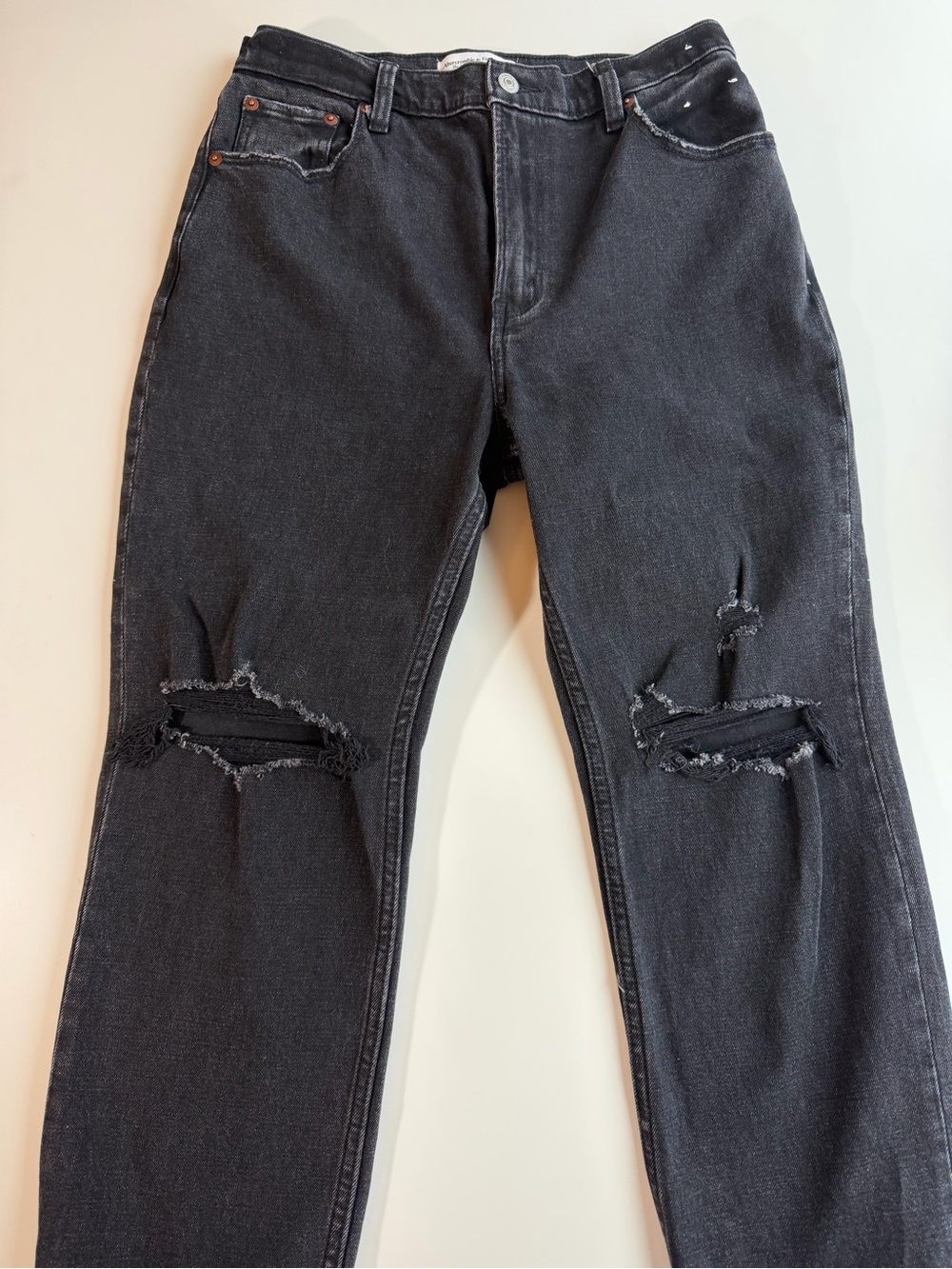 Abercrombie & Fitch Black Ripped High-Waisted Jeans